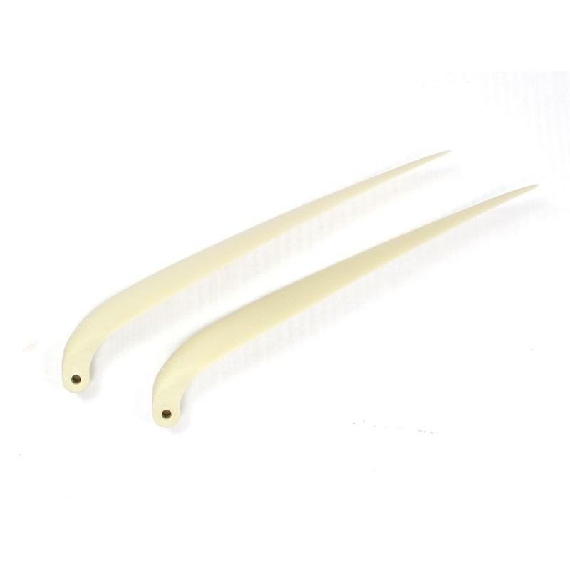 Pales repliables - Paire pales repliables 14×8' pied 8mm/ axe 3mm (plastique blanc) - FLASH RC