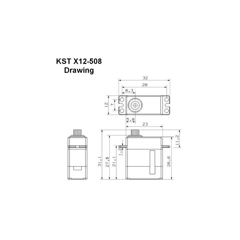 Servos - Servo mini KST X12-508 HV (20g, 6.2kg.cm, 0.07s/60°) - FLASH RC