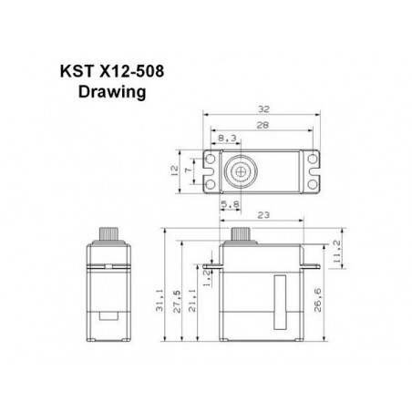 Servo mini KST X12-508 HV (20g, 6.2kg.cm, 0.07s/60°) - FLASH RC
