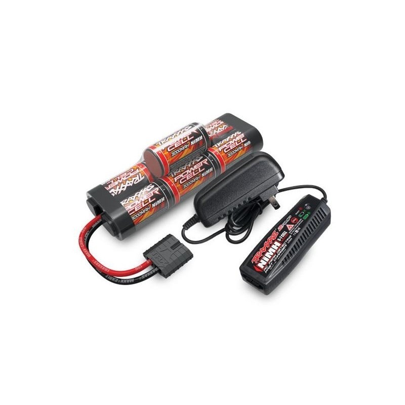 Cargadores - Cargador Traxxas NiMh 2Ah 220V 2969G + Batería NiMh 8,4V 3000mAh Hump 2926X - FLASH RC