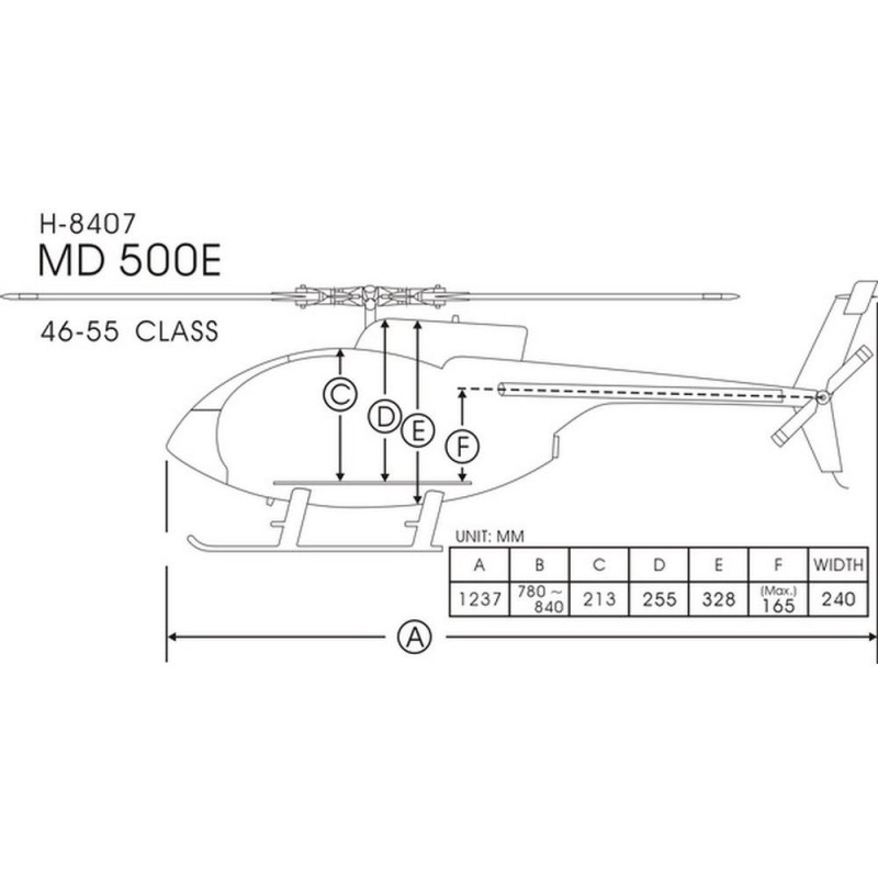 Fuselages, accessories Helicopter - MD 500E Camouflage Class 600 Funkey - FLASH RC