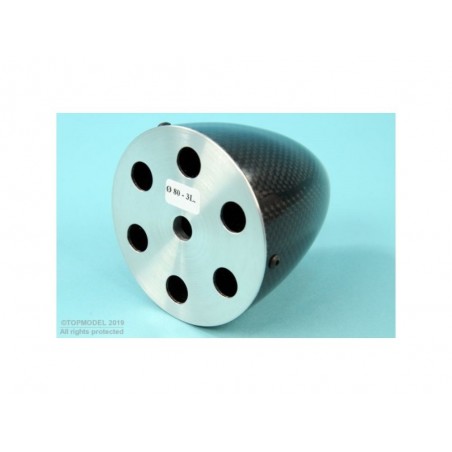 Cono in carbonio con flangia in alluminio - CONO CARBONE TRIPALE Ø80mm AVEC FLASQUE ALU - FLASH RC