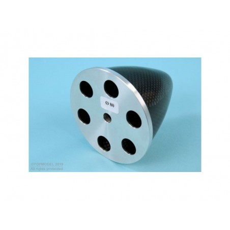 Cono de carbono con brida de aluminio - CONE CARBONE Ø80mm VIS CENTRALE AVEC FLASQUE ALU - FLASH RC