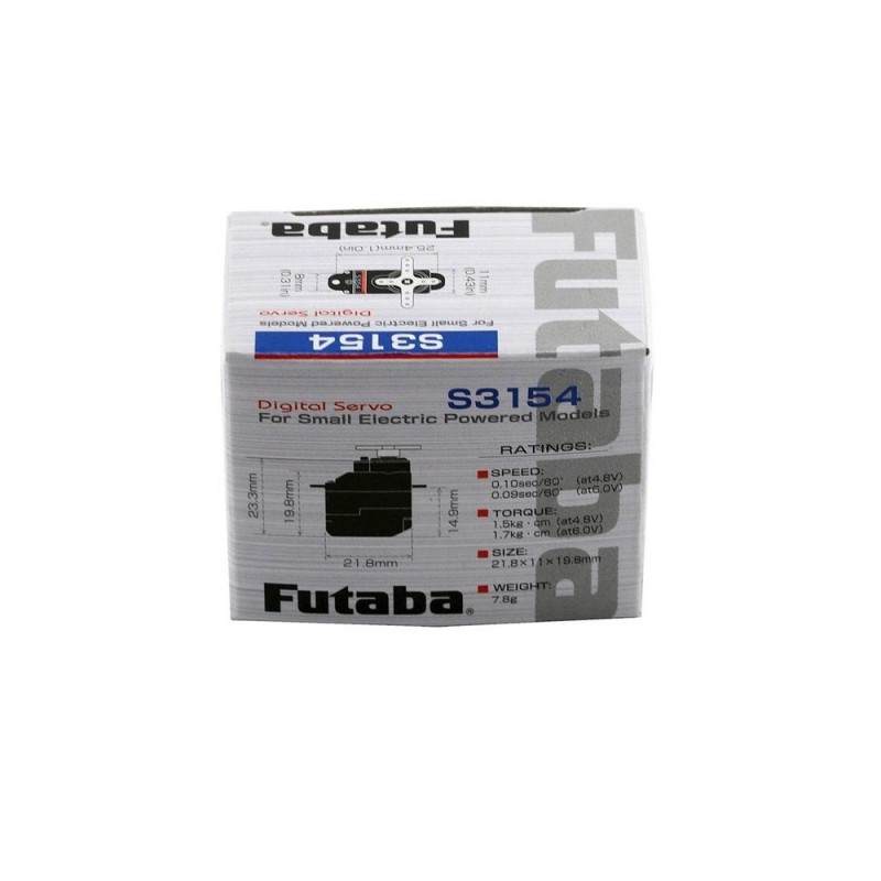 Servo Futaba  numérique micro  S3154 (7.8g, 1.5kg.cm, 0.09s/60°) - FLASH RC