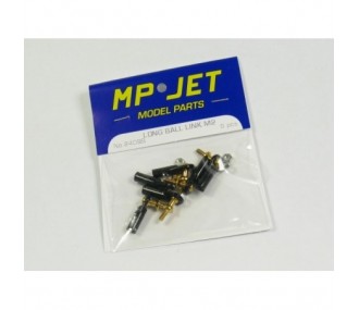 2409 - Chape M2 rotule à embase longue filetée M2 + écrous (6pcs) - Mp Jet - FLASH RC