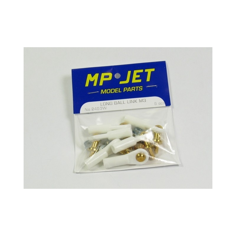 Ball joint with threaded base - 2453 - Clevis M3 ball joint with long threaded base M3 + nuts (6pcs) - Mp Jet - FLASH RC