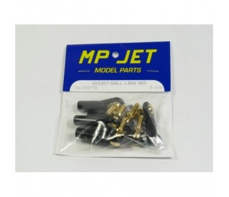 2451B - Chape M3 rotule à embase courte filetée M3 + écrous (6pcs) - Mp Jet - FLASH RC