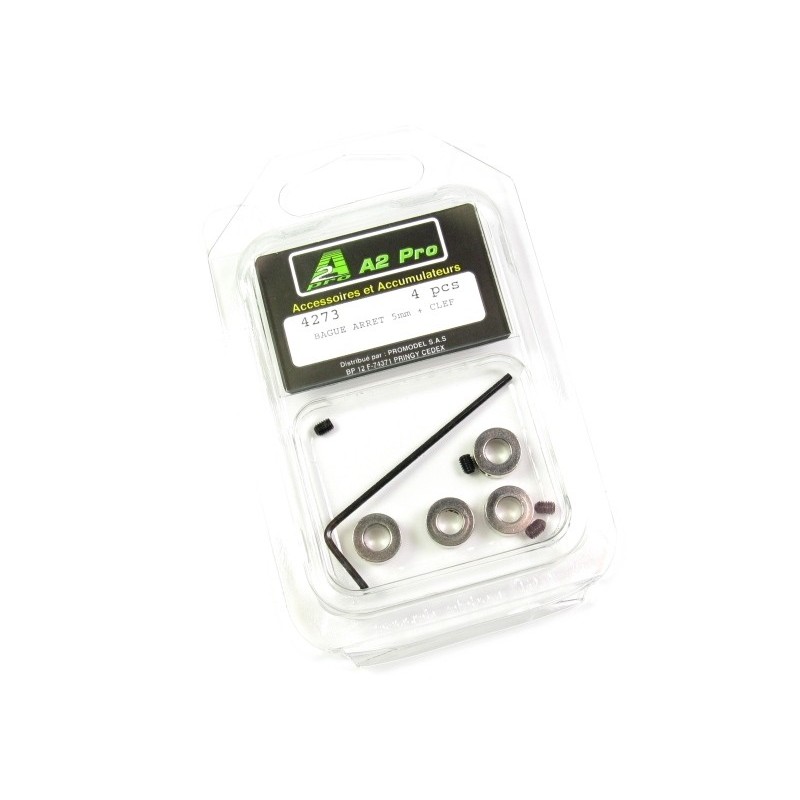 Bagues d'arrêt et axes de roues - Bague arret 3mm + clef (4 pcs) - FLASH RC