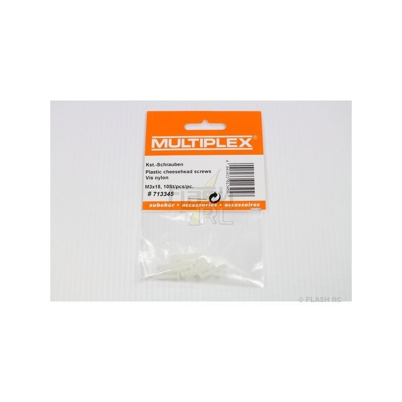 Viti in nylon - Viti in nylon M3x15mm Multiplex (10pz) - FLASH RC