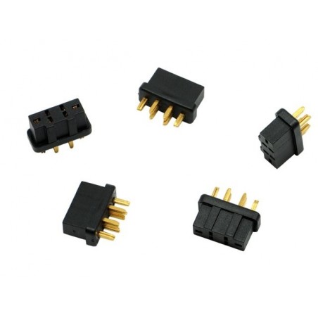 Prise MPX - Prise MPX 6 pins noires femelle (5 pcs) - Emcotec - FLASH RC