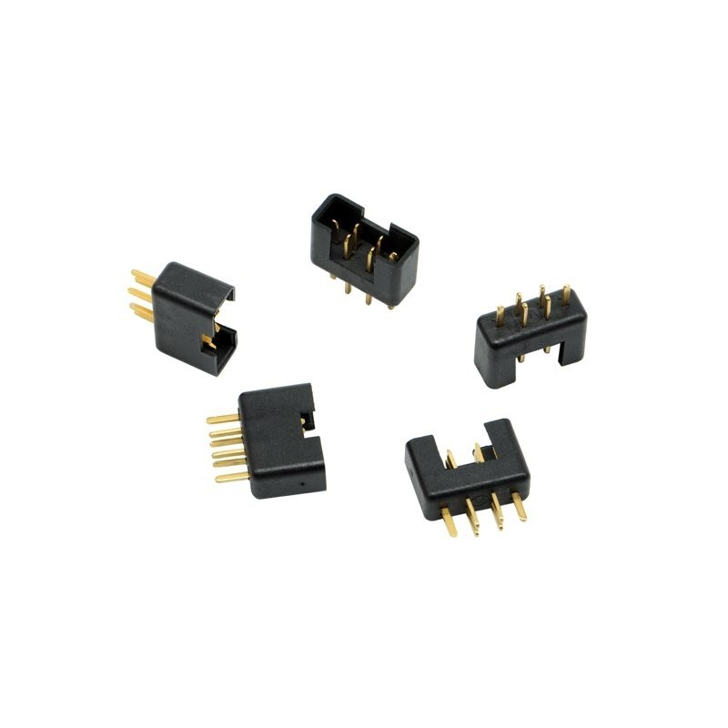 Prise MPX - Prise MPX 6 pins noires male (5 pcs) - Emcotec - FLASH RC
