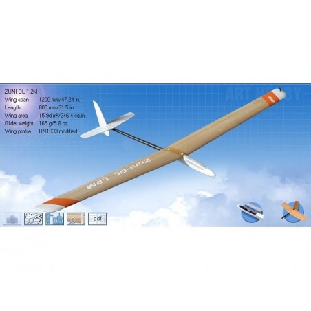 Planeurs RC - F3K ZUNI-DL 1,2m SAL DLG Art Hobby - FLASH RC
