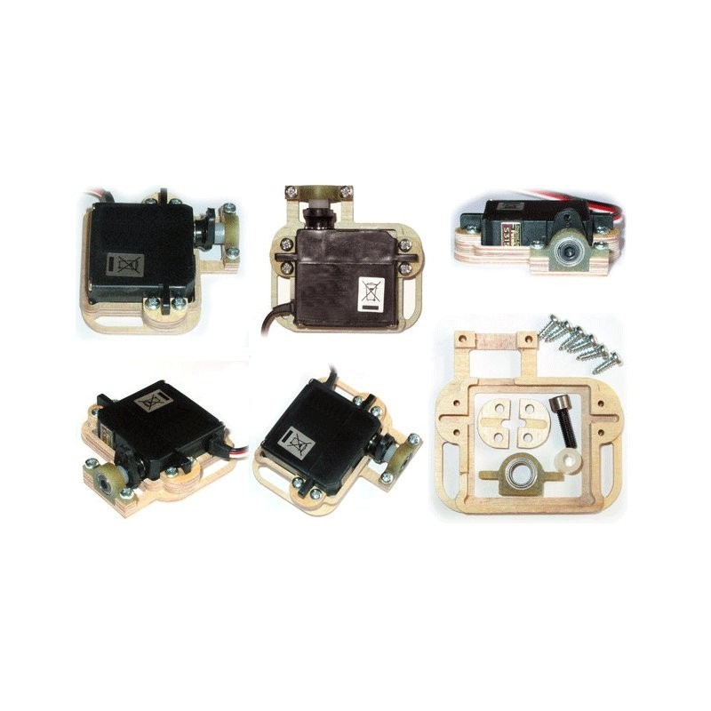 Precision servo mounts - Wooden servo mounts with bearing S3150 / S3155 Futaba (pair) - FLASH RC