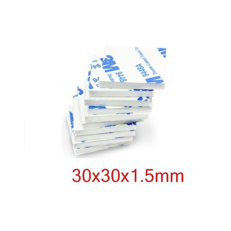 Scotch double face 3M sur mousse 1,5mm 30x30mm (10 pcs) - FLASH RC