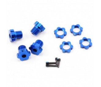 Spare parts for RC cars - Traxxas blue anodized aluminum wheel hexagons + blue anodized wheel nuts 5353X - FLASH RC