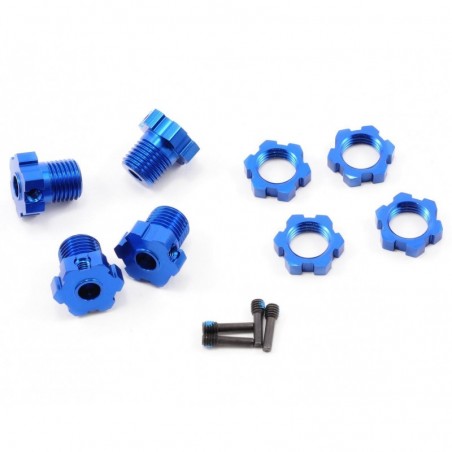 Traxxas hexagones de roues alu anodises bleu + ecrous de roues anodises bleu 5353X - FLASH RC