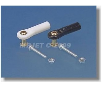 2424 - Chape M2 rotule à embase longue percée 2mm + boulons (2pcs) - Mp Jet - FLASH RC