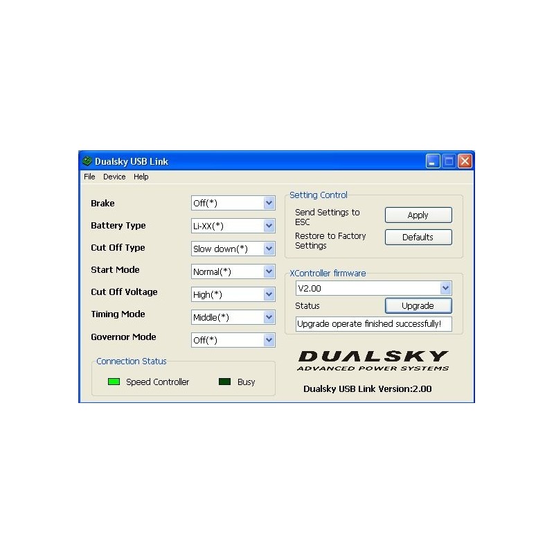 Tarjetas de programación - Programación USB LINK Controlador Dualsky V2 - FLASH RC