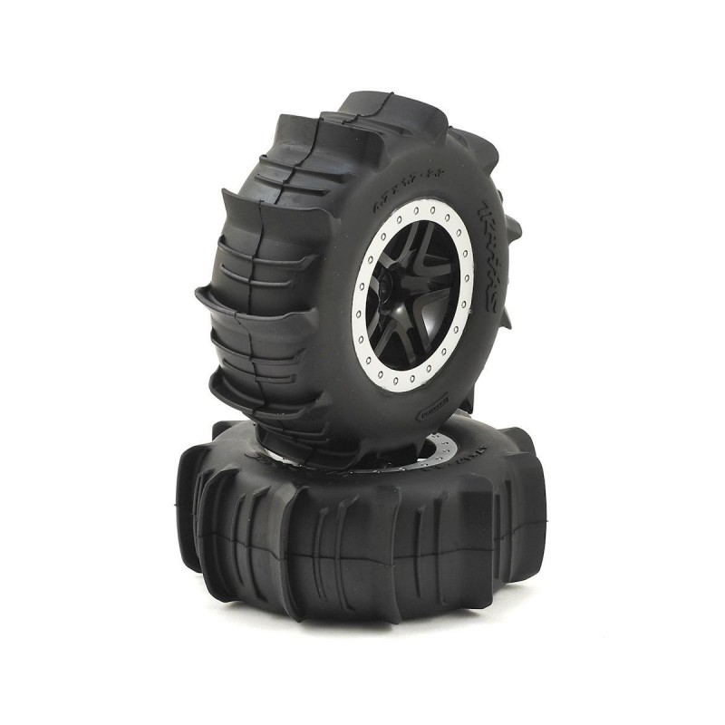 Ersatzteile RC-Cars - Traxxas Reifen + Felgen Satin Chrom beadlock style Reifen Schaufel (2) 5891 - FLASH RC