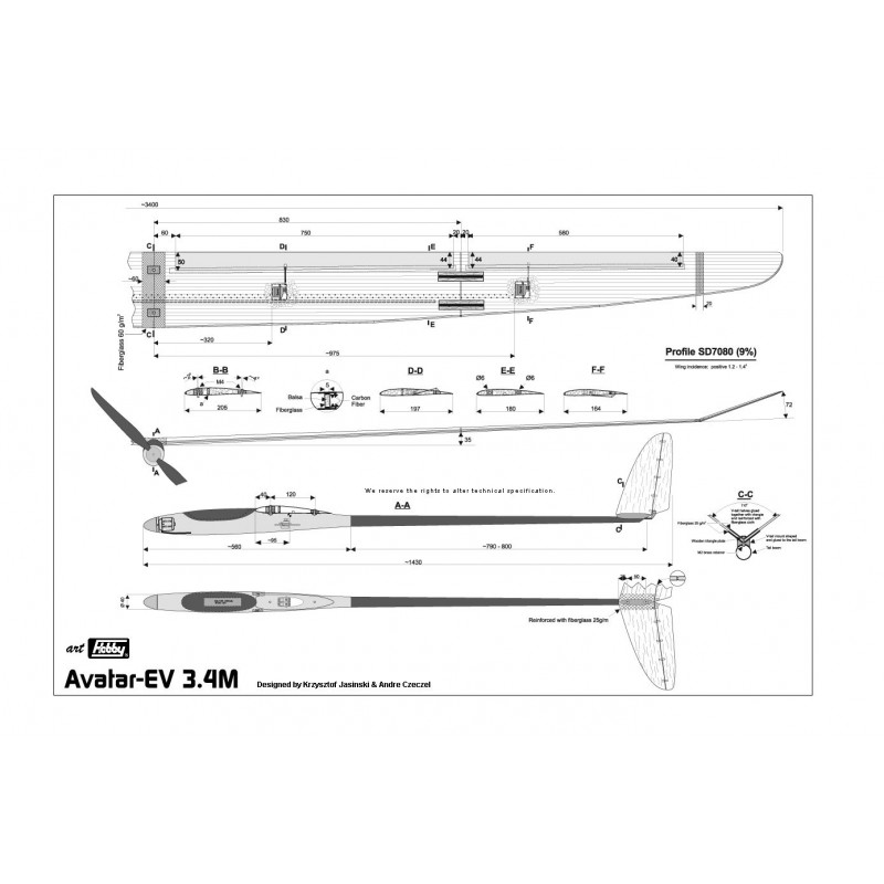 RC Motorgliders - Avatar EV approx.3.40m Art Hobby - FLASH RC