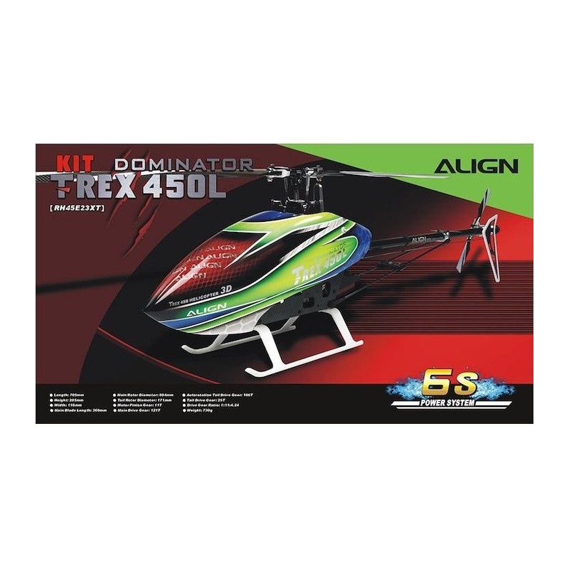 RC Helicopters - Align T-REX 450L Dominator KIT (with mot/esc 6S) (RH45E23X) - FLASH RC