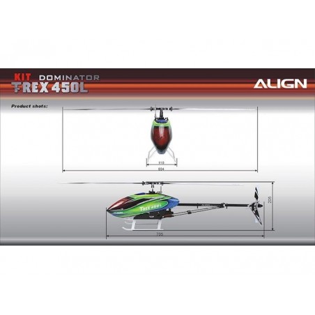 RC Helicopters - Align T-REX 450L Dominator KIT (with mot/esc 6S) (RH45E23X) - FLASH RC