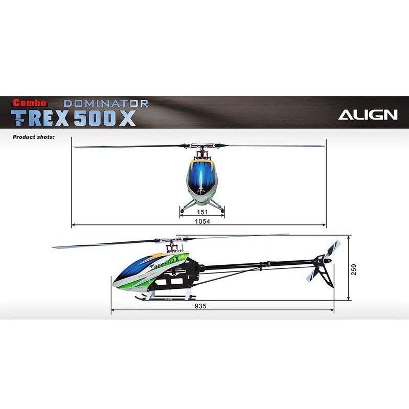 Hélicoptères RC - Align T-REX 500X Dominator Combo (DS530/DS535 + Microbeast) - FLASH RC