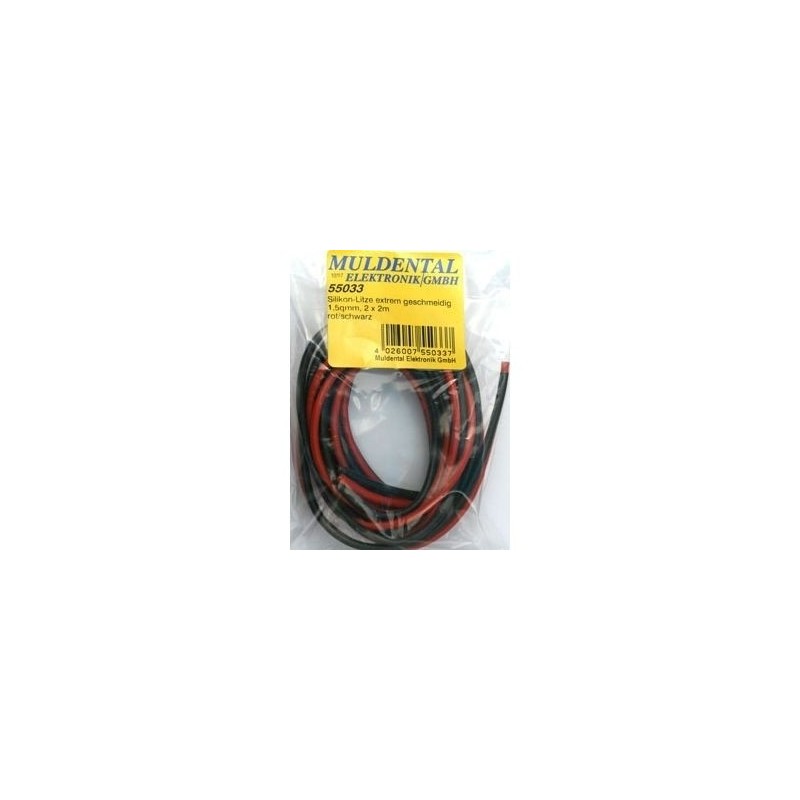 Cables pour batteries, moteurs, etc... - Cable souple silicone cuivre 0,5mm² rouge - 1m Muldental - FLASH RC