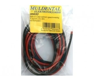 Cables para baterías, motores, etc... - Cable silicona cobre 0,5mm² negro - 1m Muldental - FLASH RC