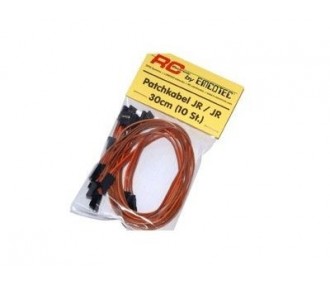 Rallonges servos - Cables patch UNI/JR male/male 0.14mm² 30cm (10pcs) - FLASH RC