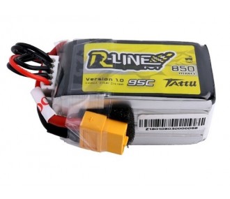 Batteries de propulsion avions RC - Batterie Tattu lipo R-line 4S 14.8V 850mAh 95C prise xt60 - FLASH RC