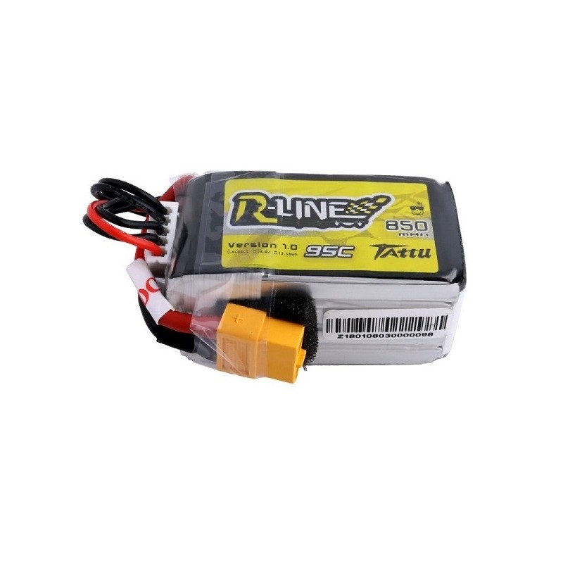 Baterías de propulsión de aviones RC - Tattu lipo R-line 4S 14.8V 850mAh 95C xt60 socket - FLASH RC