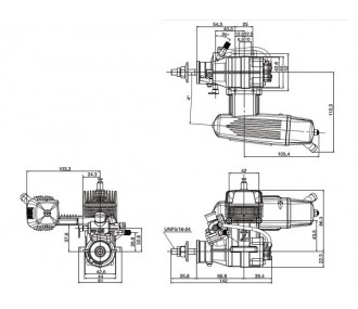 Motores de gasolina - Motor de gasolina OS GT 15 2T con silenciador E-4040 - FLASH RC 2