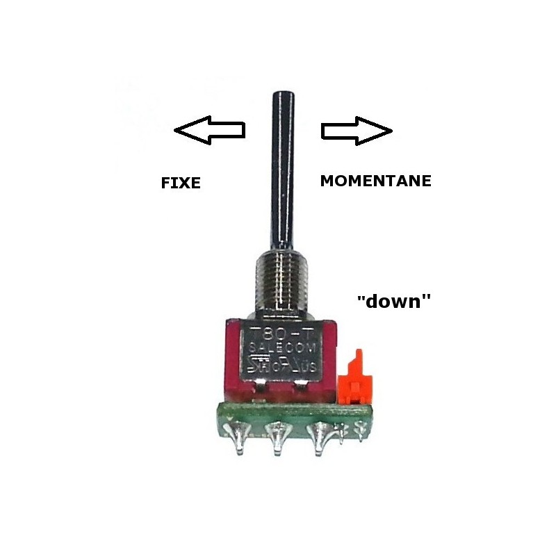 Tx Switches - Long 3 position DOWN momentary/fixed switch DC Jeti - FLASH RC