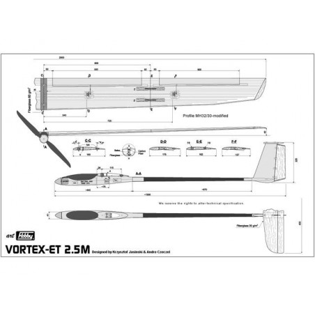 Motoplaneurs RC - Vortex ET env. 2,50m Art Hobby - FLASH RC
