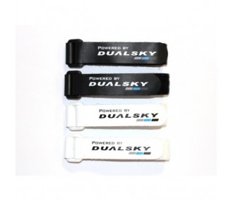 Bandes Velcro (2x noirs 2x blancs) avec passant Dualsky, 280mm - FLASH RC