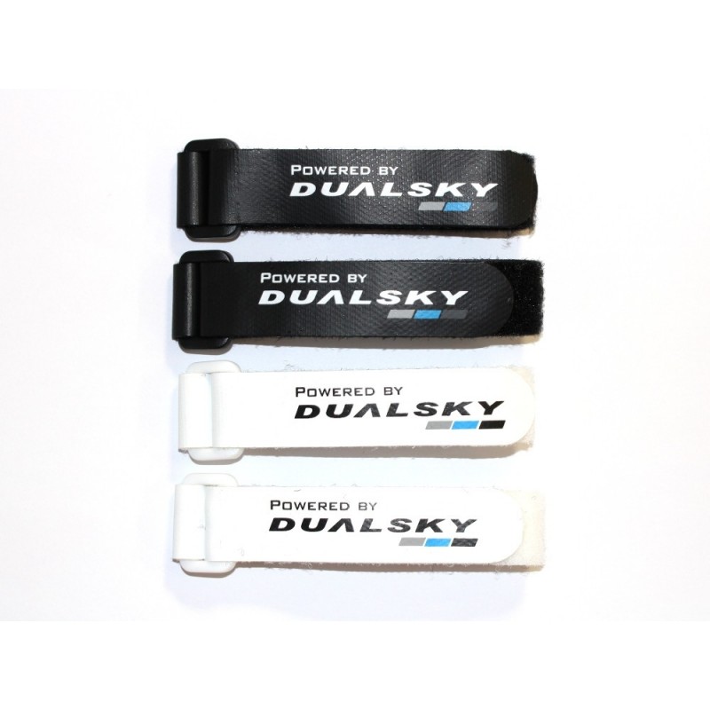 Velcro (strips, collars, patches) - Velcro strips (2x black 2x white) with Dualsky loop, 280mm - FLASH RC