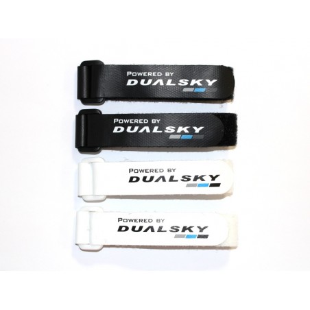 Bandes Velcro (2x noirs 2x blancs) avec passant Dualsky, 280mm - FLASH RC