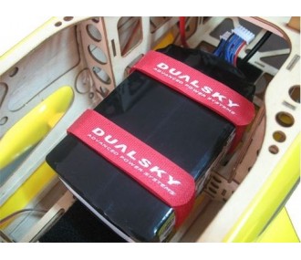 Velcro (strips, collars, patches) - Velcro strips (2x black 2x white) with Dualsky loop, 280mm - FLASH RC 2