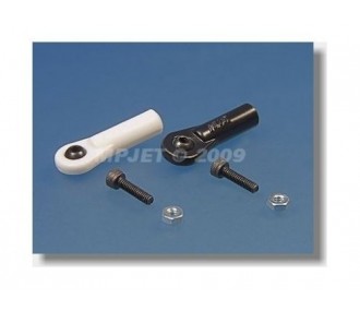 Kugelkopf gebohrt - 2332 - Gabelkopf M2.5 Kugelkopf gebohrt 2mm + Bolzen (2Stk) - Mp Jet - FLASH RC