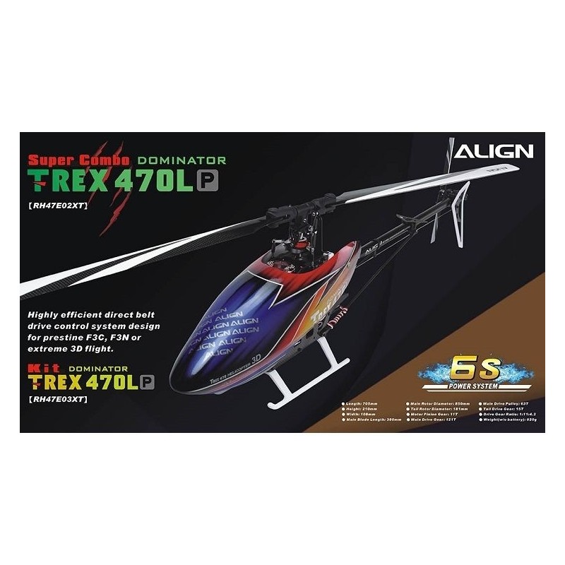 Hélicoptères RC - Align T-Rex 470LP Dominator Super Combo RH47E02X - FLASH RC