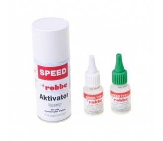 Cyano Elapor/Epp/Wood - Accelerator + 2x Cyano Speed Glue Typ1 &2 20g ROBBE - FLASH RC