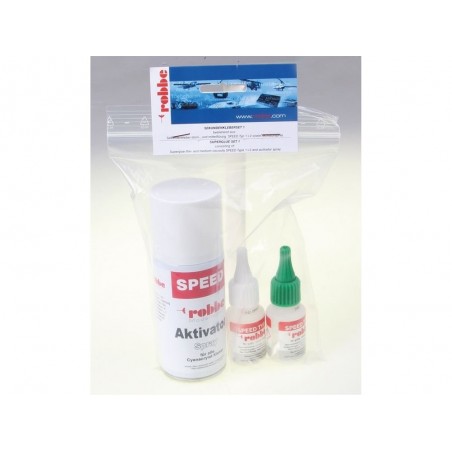 Lot accélérateur + 2x Colles cyano Speed Typ1 &2 20g ROBBE - FLASH RC