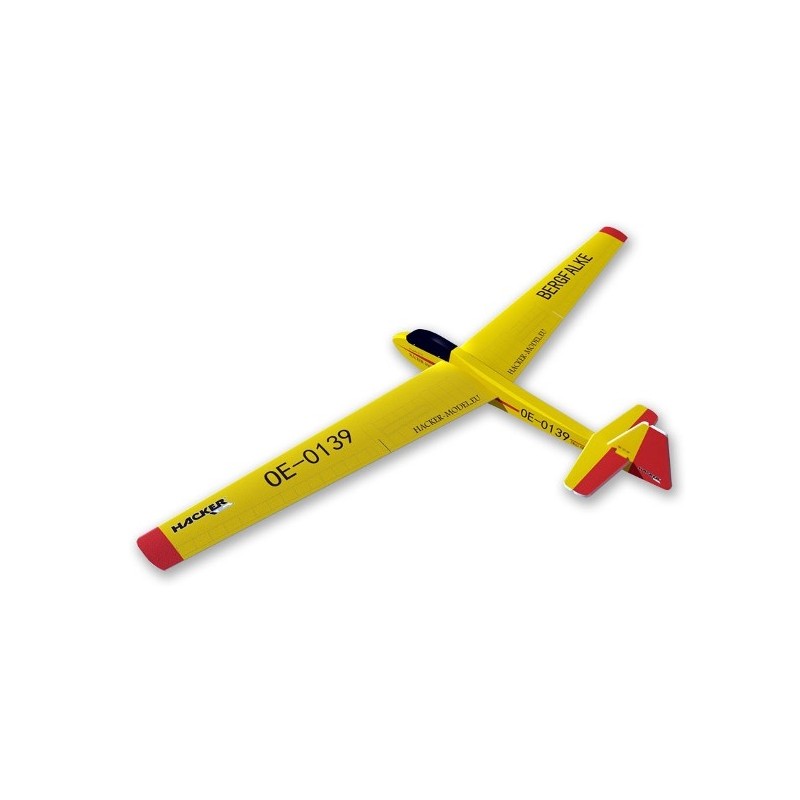 Alianti RC - Bergfalke Yellow ARF Ali coperte/emp circa 2,00m Modello Hacker - FLASH RC