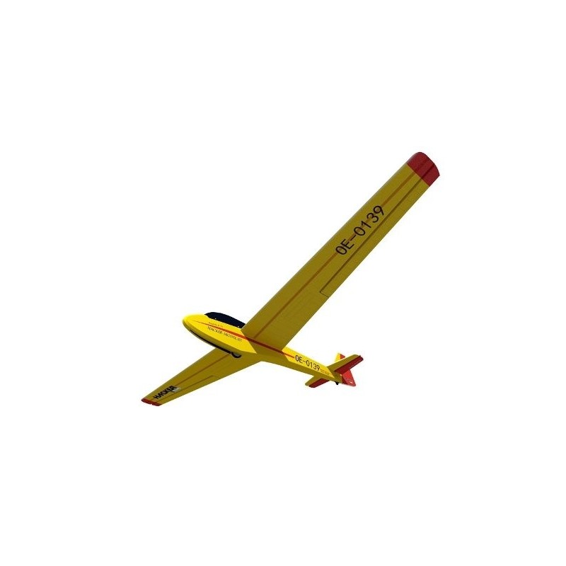 Avion Hacker Model Planeur Bergfalke Jaune ARF Ailes/emp recouverts env.2.00m - FLASH RC