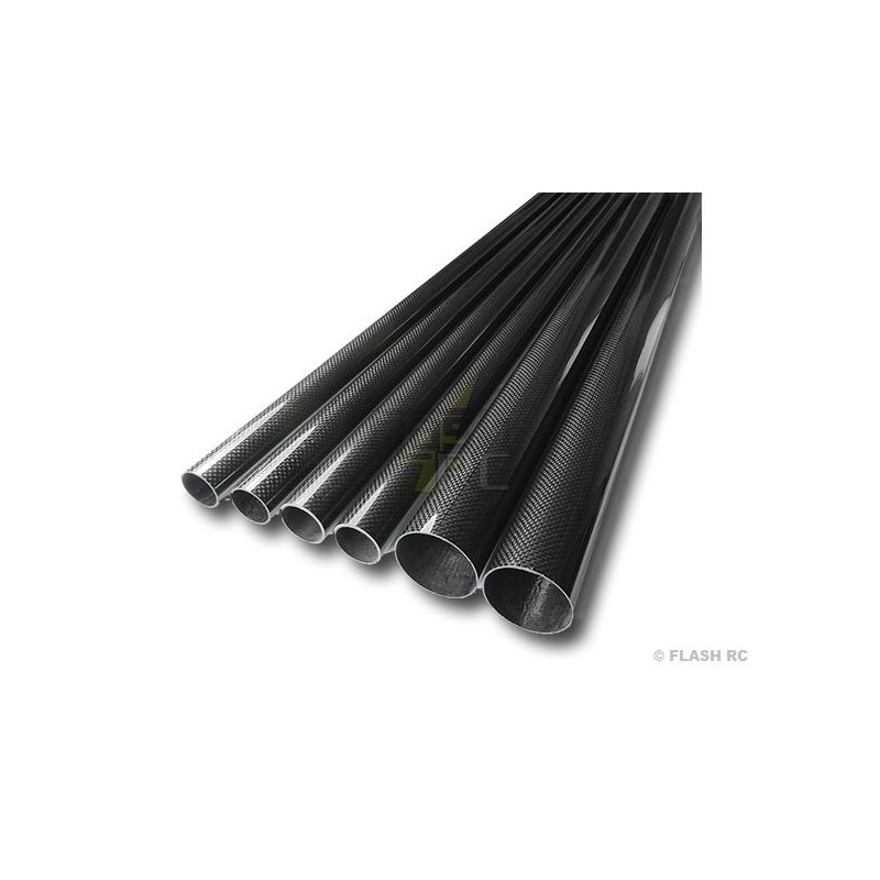 Tressé R&G (résine epoxy) - Tube carbone tressé Ø12x10.5x1000mm (Taffetas 3k) R&G - FLASH RC