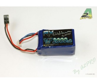 Batteries de réception - Batterie Rx Lipo 2S 2000mAh Prise JR - A2pro - FLASH RC
