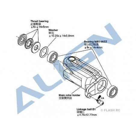 T-REX 550E - H60002T - Bearings 8x14x4mm (4 pcs) - TREX 550E Align - FLASH RC