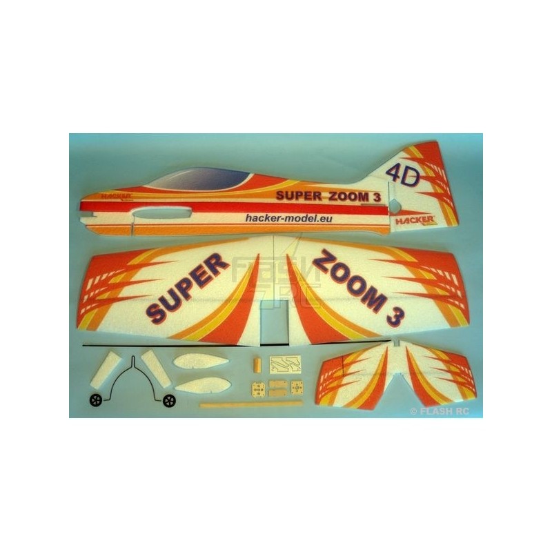 Avion Hacker model Super Zoom 3 rouge ARF env.1.00m - FLASH RC