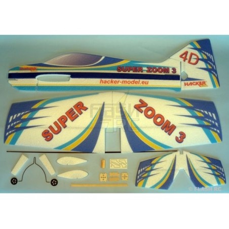Avion Hacker model Super Zoom 3 bleu ARF env.1.00m - FLASH RC